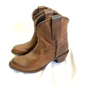 Lane PLAIN JANE PJ Brown Cowboy Boots Booties Size 6 Short Leather Western Ankle